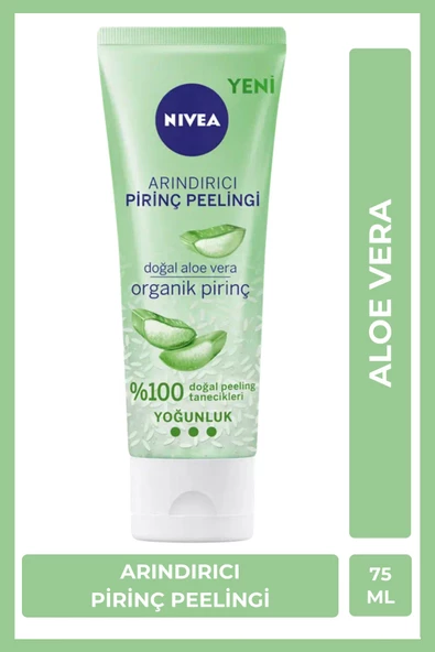NIVEA Arındırıcı Organik Pirinç Peeling 75ml, Aloe Vera, Yağlı ve Karma Cilt Tipleri, Gözenek Temizleyici