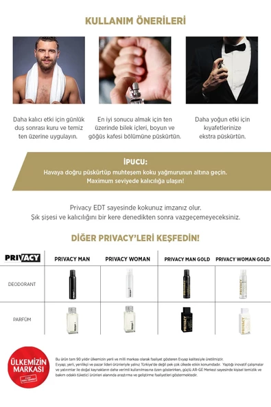Privacy Gold Men Edt Erkek Parfüm 2 X 100ml - 6