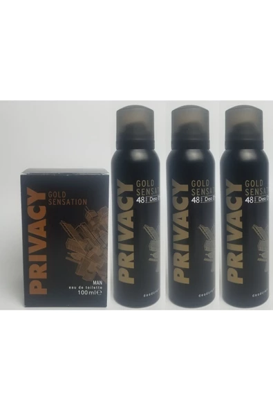 Privacy Gold Men Edt Erkek Parfüm 100 Ml + Deodorant 3 X 150 ml