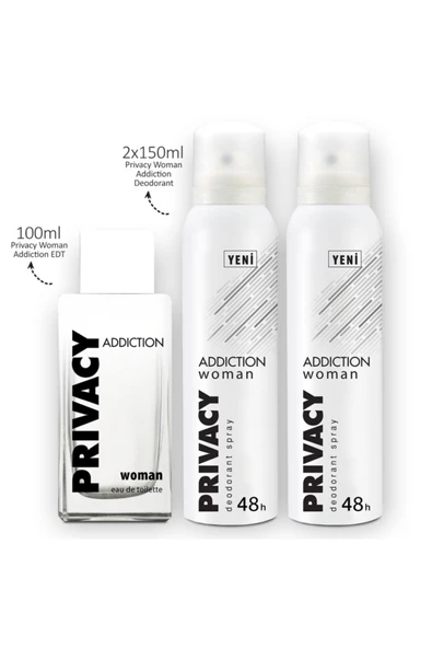 Privacy Addiction Edt 100 ml Kadın Parfüm + 2x150ml Deodorant Set 1742751043423 - 2
