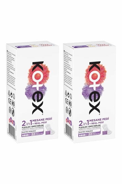 Kotex 2 In 1 Regl Mesane 22'li Günlük Ped - 2'li Paket - 2