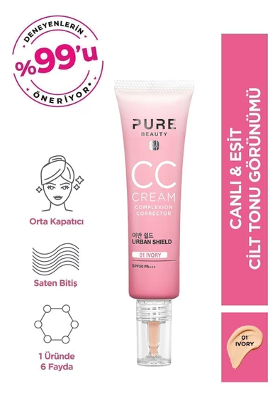 PURE BEAUTY Cc Krem Spf50 Pa Ivory 30 ml 4894532915088