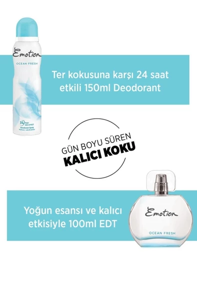 Emotion Ocean Fresh Edt Kadın Parfüm 50 Ml & Deodorant 150 Ml Kofre Set - 4