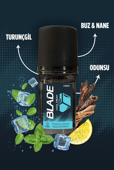 Blade Cool Fresh Erkek Roll On 3x50 ml - Resim 5