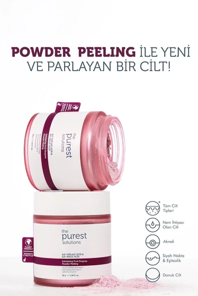 The Purest Solutions Arındırıcı ve Aydınlatıcı Enzim Peeling Toz Temizleyici 55 gr (%0,6 Azelaic Acid & Malic Acid) - 2