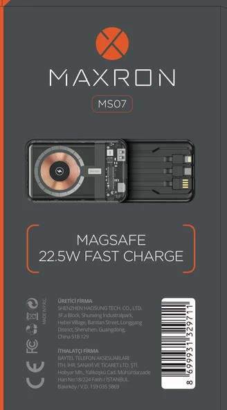 Maxron Pd 22.5W 10000 Mah. Magsafe Özellikli Entegre Kablolu Powerbank - 2