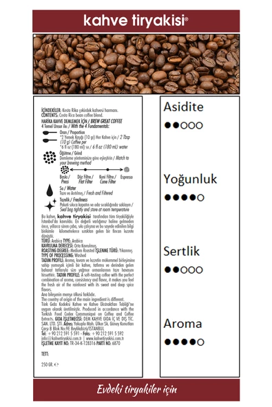 Kosta Rika Çekirdek Kahve (Single Origin) 250 gr - 3