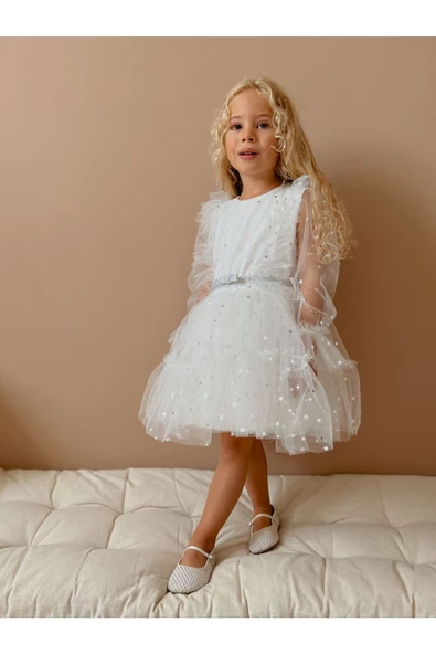 Star Gümüş Yıldızlı Parti Elbisesi - 3