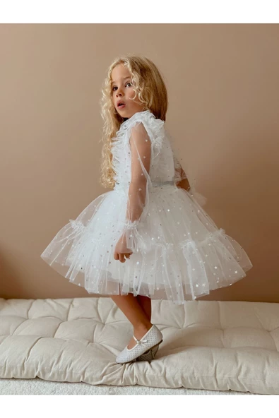 Star Gümüş Yıldızlı Parti Elbisesi - 5