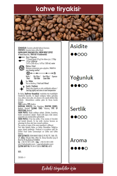 Sumatra Çekirdek Kahve (Single Origin) 250 gr - 3