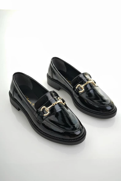 Muggo SUSSİE Garantili Metal Tokalı Kadın Loafer Günlük Ayakkabı - 9