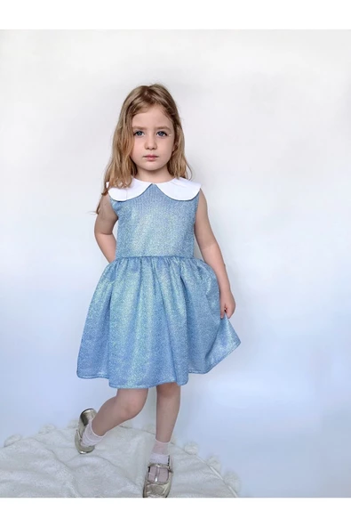 Shiny Simli Bebe Yakalı Çocuk Elbisesi - 2