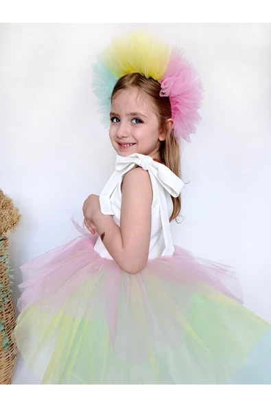 Jolie Taçlı Kız Çocuk Parti Elbisesi - 6