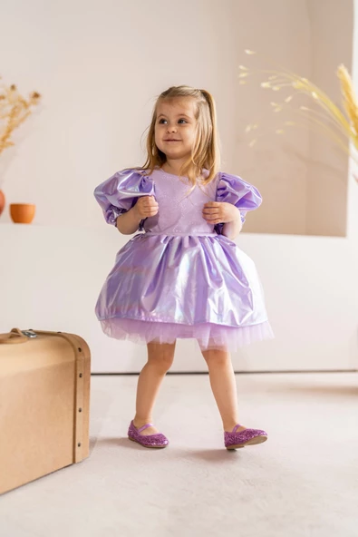 Mermaid Parlak Kız Çocuk Parti Elbisesi