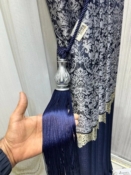 NİVEMESHOME LACİVERT SAÇAKLI GRİ APARAT TAVAN TOPLAMA BRAÇOL - 3