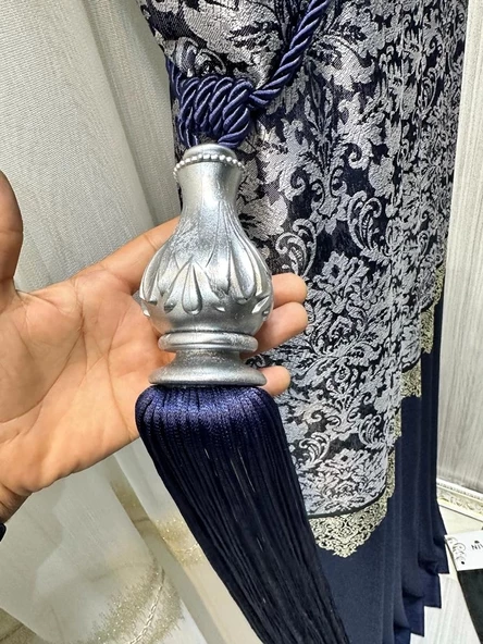 NİVEMESHOME LACİVERT SAÇAKLI GRİ APARAT TAVAN TOPLAMA BRAÇOL - 2