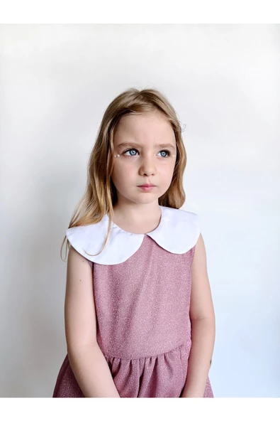 Shiny Simli Bebe Yakalı Çocuk Elbisesi - 8