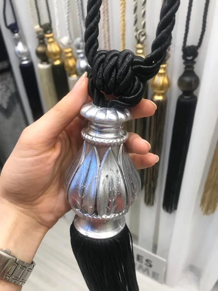 NİVEMESHOME SİYAH SAÇAKLI GRİ APARAT TAVAN TOPLAMA BRAÇOL - 3