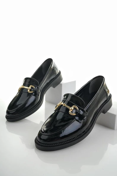 Muggo SUSSİE Garantili Metal Tokalı Kadın Loafer Günlük Ayakkabı - 8