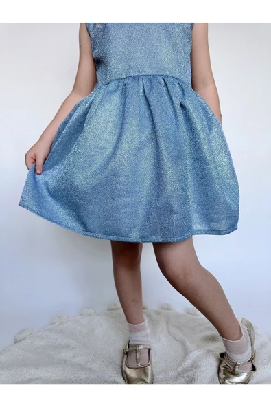 Shiny Simli Bebe Yakalı Çocuk Elbisesi - 4