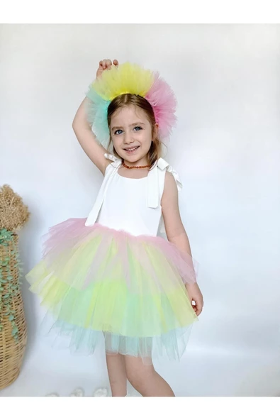 Jolie Taçlı Kız Çocuk Parti Elbisesi - 3