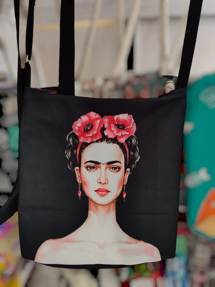 Frida Çanta Dijital Baskılı- Siyah - 3