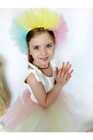 Jolie Taçlı Kız Çocuk Parti Elbisesi - 4