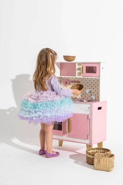 Rainbow Tütü Etekli Uzun Kollu Çocuk Elbisesi - 4