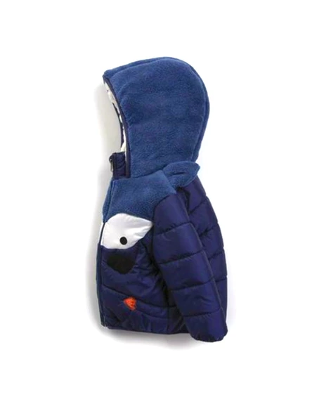 YENİ Trend Sevimli Dinazor Figürlü Welsoft Kulaklı Kapüşonlu Kışlık İçi Peluş Erkek Bebek Mont Şişme - 4