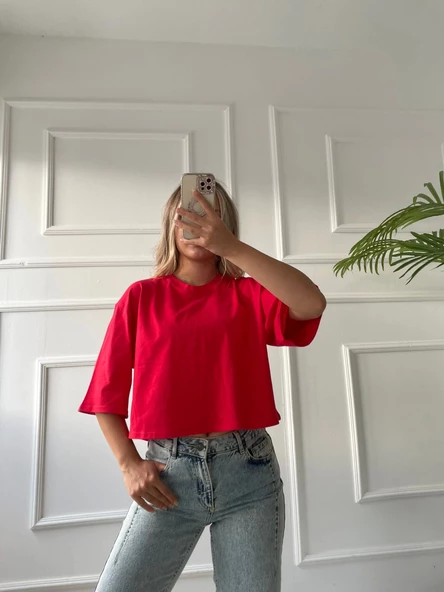 Kadın Basic Crop Tshirt