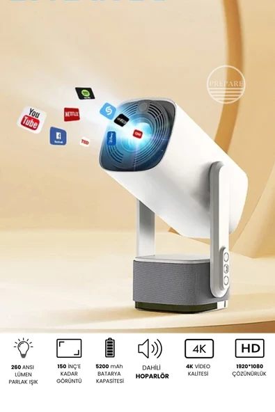 Taşınabilir Projeksiyon Dahili Powerbank 1080P/2K/4K Destekli Ev Sinema Ofis Toplantı Fuar Sunum - 3