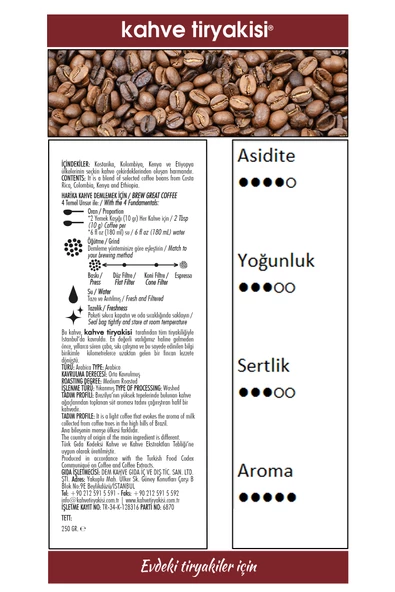 Espresso Roast Specialty Blend Çekirdek Kahve 250 gr - 4