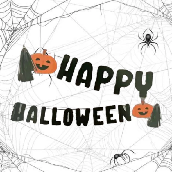 Cadılar Bayramı Banner Happy Halloween Kabaklı 25*300cm