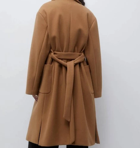 Pull & Bear Kemerli Kaşe Uzun Kaban - 3
