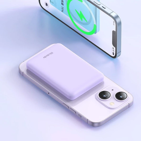Mcdodo MC-3953 15W Mini Manyetik 5000 mAh Powerbank- Mor - 6