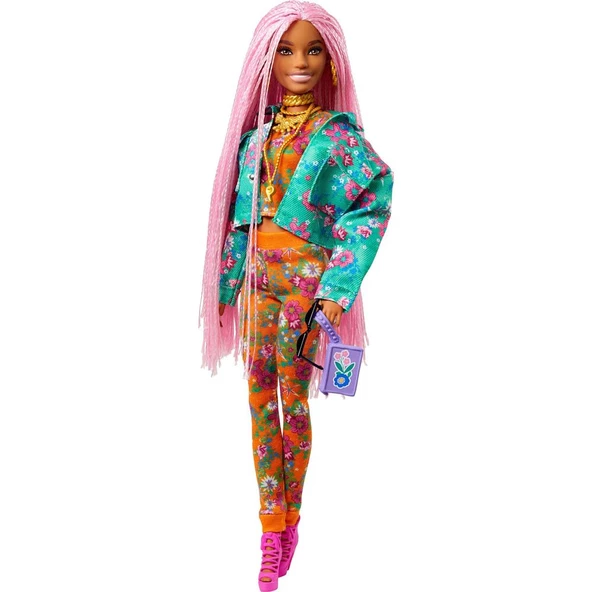 Barbie Extra Pembe Örgü Saçlı Bebek GXF09