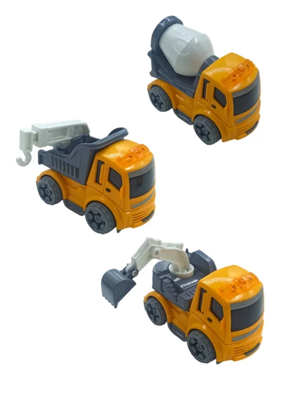 Mini İnşaat - İş Makinası Evde! 3'lü Kırılmaz Araç Seti ile Çocuklar Keşfe Dair! - 3