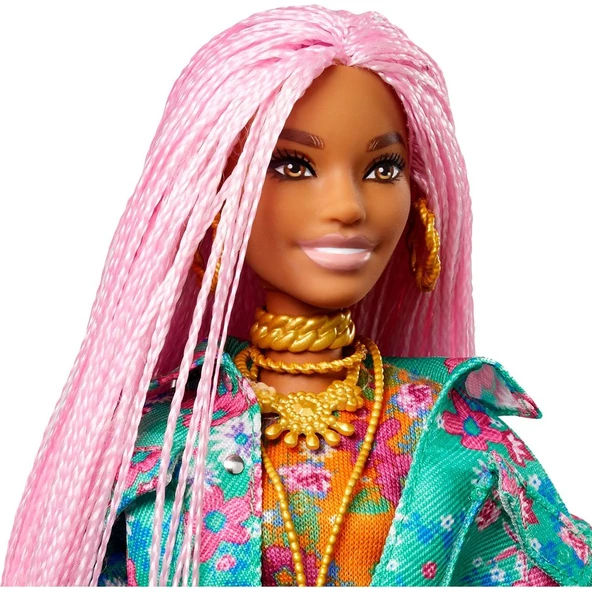 Barbie Extra Pembe Örgü Saçlı Bebek GXF09 - 4