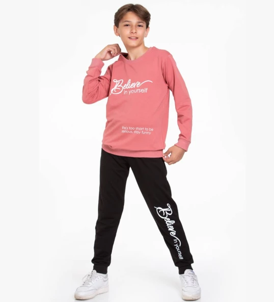 TRİLİYA-Garson Boy Eşofman Takımı  5-14 Yaş, Lüks Günlük ve Okul, Cepli, Likralı Kumaş - 4