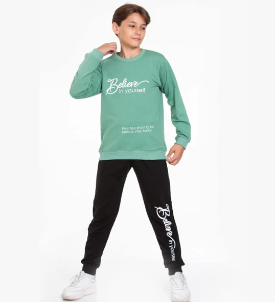 TRİLİYA-Garson Boy Eşofman Takımı  5-14 Yaş, Lüks Günlük ve Okul, Cepli, Likralı Kumaş - 3