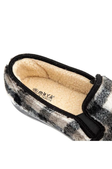 Muya Ramos 33809-430 Erkek Kışlık Ev Ayakkabısı Ekose Siyah 40-45 - Resim 3