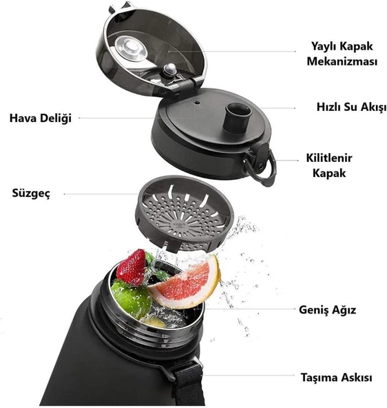 Uzspace Tritan Su Matarası 800Ml Mint Pembe - 3