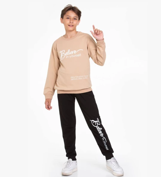 TRİLİYA-Garson Boy Eşofman Takımı  5-14 Yaş, Lüks Günlük ve Okul, Cepli, Likralı Kumaş - 7