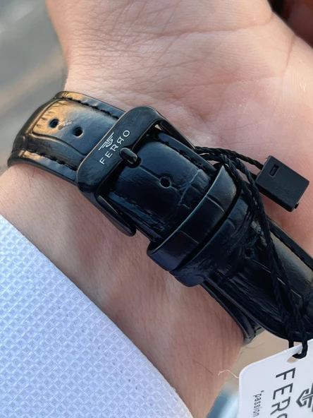 Ferro Otomatik Mekanizma Deri Kordon 3 Atm Suya Dayanıklı Erkek Kol Saati EFM40124B-G - 7
