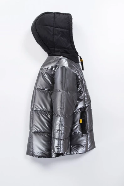 Soft Kumaş Su İtici Kumaş Kapitone İçi Polar Cepli Kapüşonlu Kışlık İçi Peluş Erkek Bebek Mont Şişme - 4