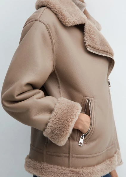 Mango Suni kürk astarlı ceket - 4