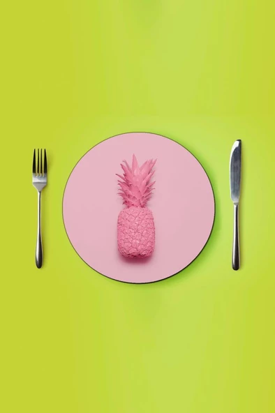 Çap 27 Pembe Ananas Desenli Cam Sunumluk Amerikan Servis Supla - 2