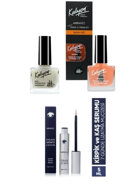 Kalyon Tırnak Sertleştirici+Bakım Yağı+NEDOX Kaş Ve Kirpik Uzatıcı, Onarıcı, Besleyici Ve Güçlendirici Bakım Serum Garantili 5 ml