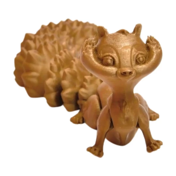 3D Hareketli Sevimli Sincap (Uzun Kuyruk) Oyuncak - Altın kahve