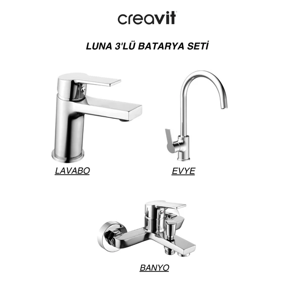 Creavit Luna Batarya Seti 3'Lü Banyo-lavabo-Evye